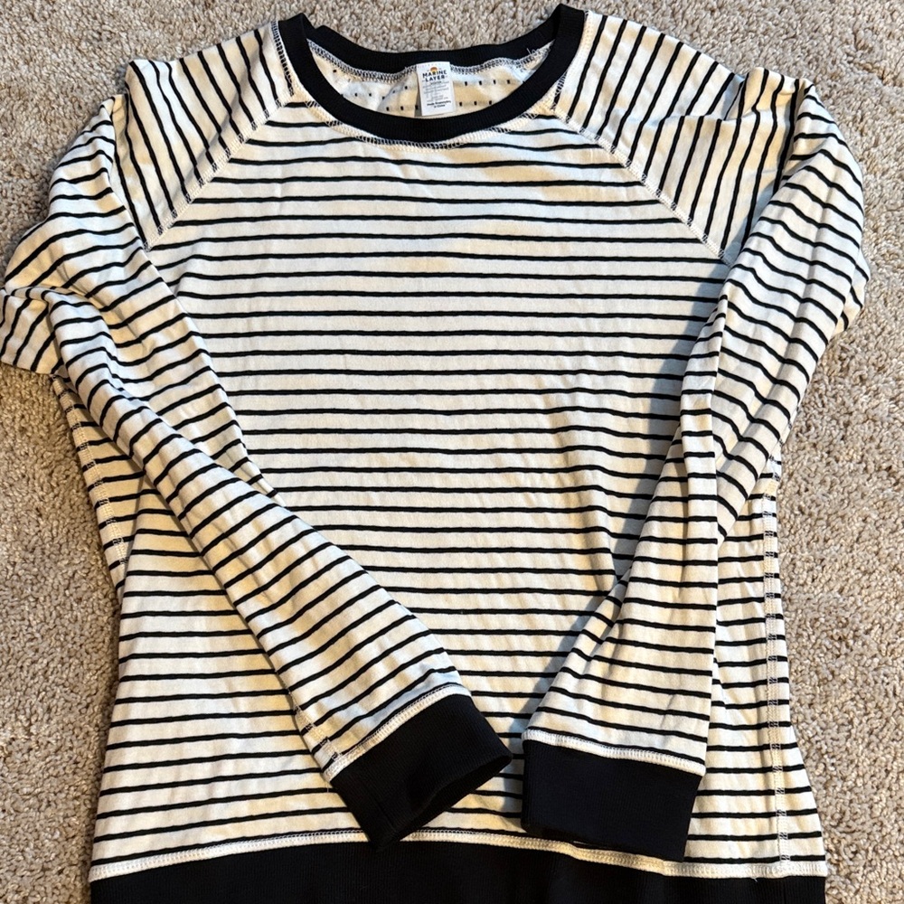 Marine Layer Black and Cream Striped Top reversible